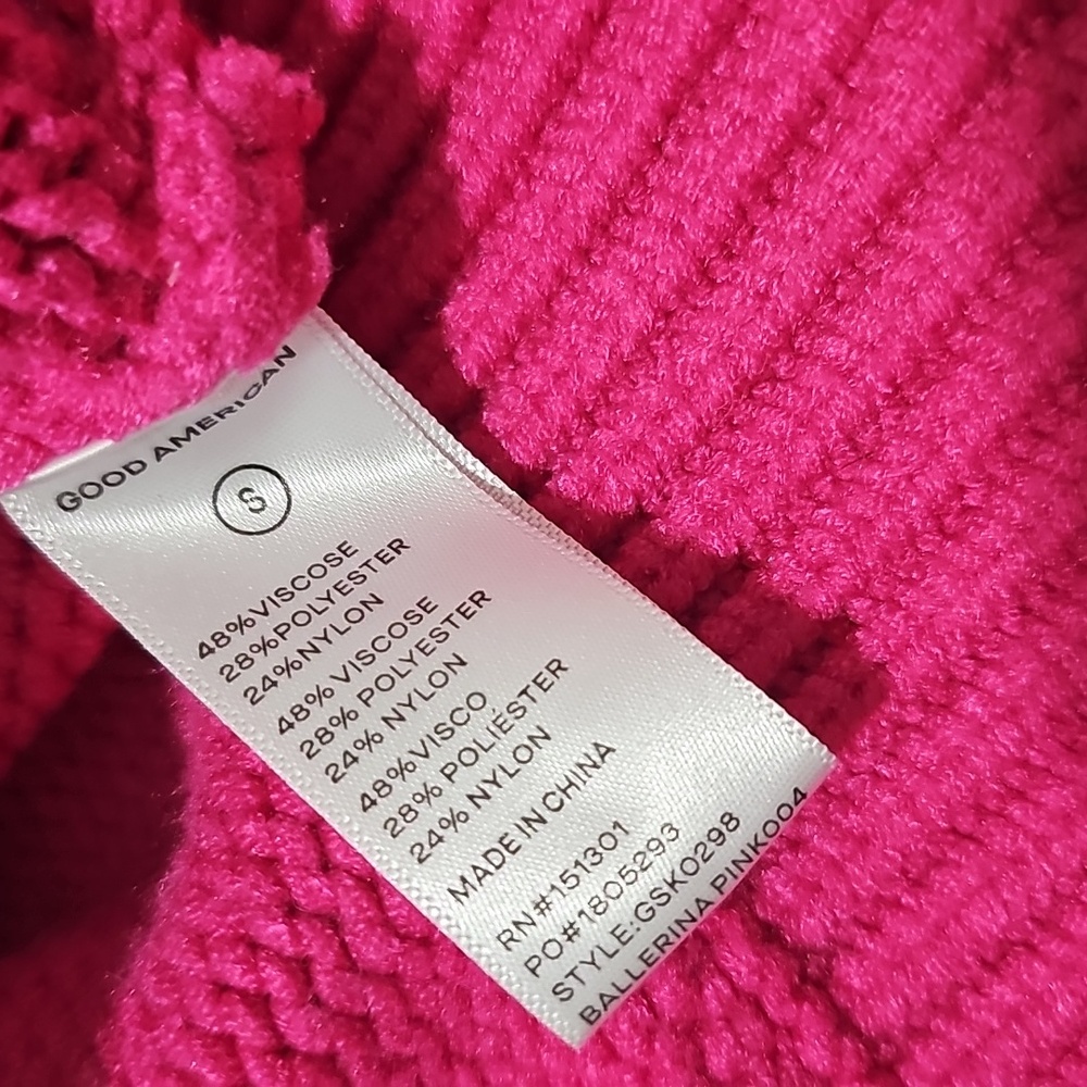 Good American Sweater Mock Neck Knit Top Pink Small Cozy Super Soft Roll Neck - Picture 7 of 9